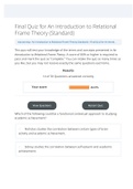Final Quiz for An Introduction to Relational Frame Theory (Standard) - FoxyLearning