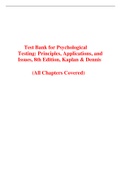 Test Bank for Psychological Testing: Principles, Applications, and Issues, 8th Edition, Kaplan & Dennis