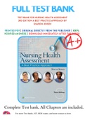 Test Bank For Nursing Health Assessment 3rd Edition A Best Practice Approach by Sharon Jensen 9781496349170 Chapter 1-30 Complete Guide .
