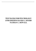 Exam (elaborations)TEST BANK  FOR PSYCHOLOGY 13TH EDITION DAVID G. MYERS NATHAN LATEST VERSION