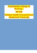 Chamberlain College of Nursing – NR 509 Shadow Health Focused Exam Abdominal Transcript