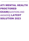 ATI MENTAL HEALTH PROCTORED EXAM(QUESTIONS AND  ANSWERS) LATEST  SOLUTION 2023