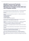 MDARD Commercial Pesticide Applicator Exam&colon; Aquatic Pest Management &lpar;Category 5&rpar; New 2023 test with complete solution