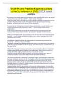 NASP Praxis Practice Exam questions correctly answered 2022&sol;2023 latest update