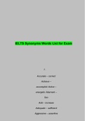 IELTS Synonyms Words List for Exam Questions Verified With 100% Correct Answers