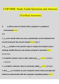 COP1000C Study Guide Questions Verified With 100&percnt; Correct Answers