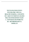 TEST BANK FOR LEWIS'S PSYCHIATRIC MENTAL HEALTH NURSING: CONCEPTS OF CARE IN EVIDENCE-BASED PRACTICE9TH EDITION MARY C. TOWNSEND DSN,PMHCNSBC- RETIREDKARYN I. MORGAN