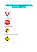 Texas DPS Road Signs Questions and Answers 100% Pass