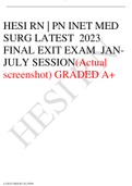HESI RN | PN INET MED SURG LATEST  2023 FINAL EXIT EXAM  JAN-JULY SESSION(Actual screenshot) GRADED A+ 