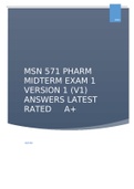 MSN 571 PHARM MIDTERM EXAM 1 VERSION 1 (V1) ANSWERS LATEST RATED A+
