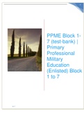  PPME Block 1-7 (test-bank) | Primary Professional Military Education (Enlisted) Block 1 to 7 Latest solution