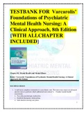 TESTBANK FOR  Varcarolis’ Foundations of Psychiatric Mental Health Nursing: A Clinical Approach, 8th Edition {WITH ALLCHAPTER INCLUDED} 