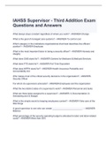 IAHSS Supervisor - Third Addition Exam Questions and Answers