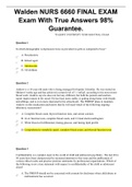 Walden NURS 6660 FINAL EXAM Exam With True Answers 98&percnt; Guarantee&period;