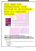 TEST BANK FOR PHARMACOLOGY 10TH EDITION BY MCCUISTION WITH ALL CHAPTERS INCLUDED