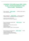 NUR4590 &sol; NUR 4590 &lpar;Latest 2022 &sol; 2023&rpar; Exam 1&colon; Professional Identity of the Nurse Leader &ndash; Rasmussen