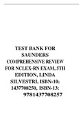 TEST BANK FOR SAUNDERS COMPREHENSIVE REVIEW FOR NCLEX-RN EXAM&comma; 5TH EDITION&comma; LINDA SILVESTRI&comma; ISBN-10&colon; 1437708250&comma; ISBN-13&colon; 9781437708257