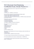 NCC Electronic Fetal Monitoring Certification Exam&comma; Already Passed &lpar;A&plus;&rpar;