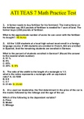 ATI TEAS 7 Math Practice Test Questions Verified Latest 2023 - 2024  With 100% Correct Answers