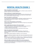 NURS 23 MENTAL HEALTH EXAM 1 TEST WITH CORRECT QUESTIONS AND ANSWERS