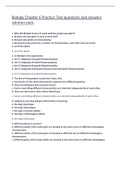 Biology Chapter 6 Practice Test questions and answers solution pack
