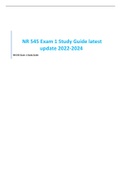 NR 545 Exam 1 Study Guide latest update 2022-2024