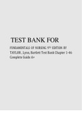 Fundamentals of Nursing 9th Edition by Taylor, Lynn, Bartlett Test Bank Chapter 1-46 Complete Guide A+