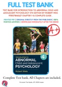 Test Bank For Introduction to Abnormal Child and Adolescent Psychology 4th Edition By Robert Weis 9781071840627 Chapter 1-16 Complete Guide .