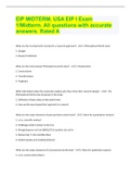 EIP MIDTERM, USA EIP I Exam 1/Midterm. All questions with accurate answers. Rated A