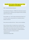 Health Information Management Test Questions & Answers  &vert; 110 Questions with 100&percnt; Correct Answers &vert; Verified 2023 &vert; 32 Pages