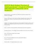 NYSTCE Multi-Subject:Teachers of Childhood (Grade 1- Grade 6) LITERACY AND ENGLISH LANGUAGE ARTS. Graded A+.