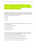 FTCE Professional Education Practice Test #1, Questions & Accurate answers. Exam Predictor Quizzes