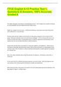 FTCE English 6-12 Practice Test 1, Questions & Answers, 100% Accurate. Graded A