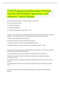 FTCE Professional Education Practice Test #2. All Predictor Questions and answers. Latest Update.
