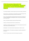 FTCE Elementary Education k-6 Language Arts and Reading, Questions and answers. Exam Preview Quizzes. Rated A