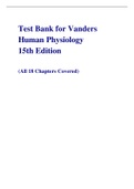 Test Bank for Vanders  Human Physiology  15th Edition