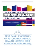 Test Bank Essentials of Psychiatric Mental Health Nursing &lpar;3rd Edition by Varcarolis&rpar;