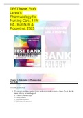 TESTBANK FOR Lehne's Pharmacology for Nursing Care, 11th Ed., Burchum & Rosenthal, 2023