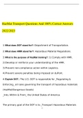 HazMat Transport Test Questions and Answers &lpar;2022&sol;2023&rpar; &lpar;Verified Answers&rpar;