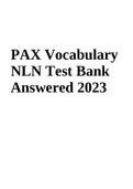 PAX Vocabulary NLN Test Bank Answered 2023