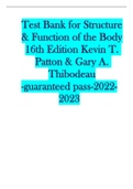 Test Bank for Structure & Function of the Body 16th Edition Kevin T&period; Patton & Gary A&period; Thibodeau ISBN