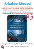 Solutions Manual For Consumer Behavior&colon; Building Marketing Strategy 14th Edition By David Mothersbaugh&comma; Delbert Hawkins&comma; Susan Bardi Kleiser 9781260100044 