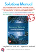 Solutions Manual For Consumer Behavior: Building Marketing Strategy 14th Edition By David Mothersbaugh, Delbert Hawkins, Susan Bardi Kleiser 9781260100044 