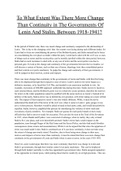 To What Extent Was There More Change Than Continuity in the Governments of Lenin and Stalin&comma; 1918-45&quest;