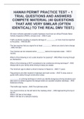 HAWAII DRIVERS PERMIT COMPLETE COMBINED EXAM TESTS SOLVED MATERIAL GUIDE WITH COMPETE QUESTIONS AND ANSWERS 