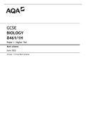 AQA GCSE BIOLOGY 8461&sol;1H Paper 1 Higher Tier Mark scheme June 2022 Version&colon; 1&period;0 Final Mark Scheme
