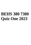 BEHS 380 Quiz 1 2023 | BEHS 380 7380 Quiz One 2023 & BEHS 380 End of Life Quiz 1: Issues and Perspectives 2023