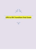 LPN to RN Transition Final Exam Questions and  Answers