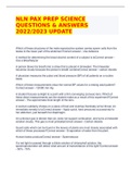 NLN PAX PREP SCIENCE QUESTIONS & ANSWERS 2022&sol;2023 UPDATE 