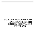 BIOLOGY CONCEPTS AND INVESTIGATIONS 4TH EDITION HOEFNAGELS TEST BANK